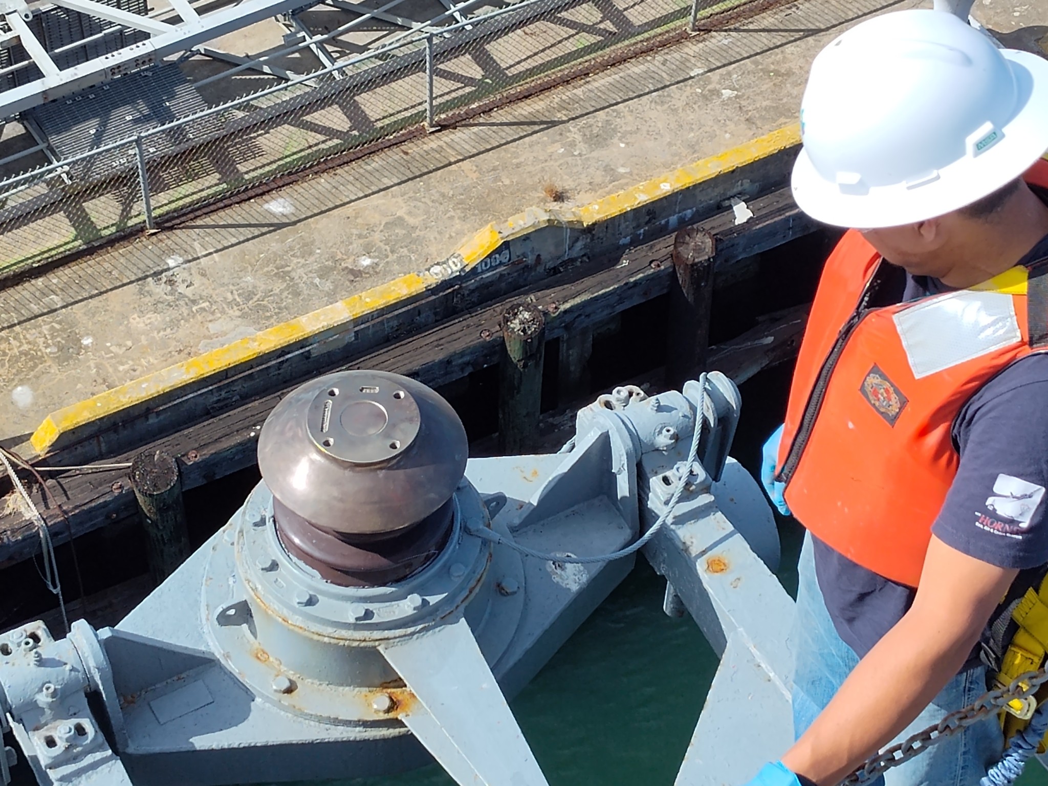 Antenna mount on the USS Hornet