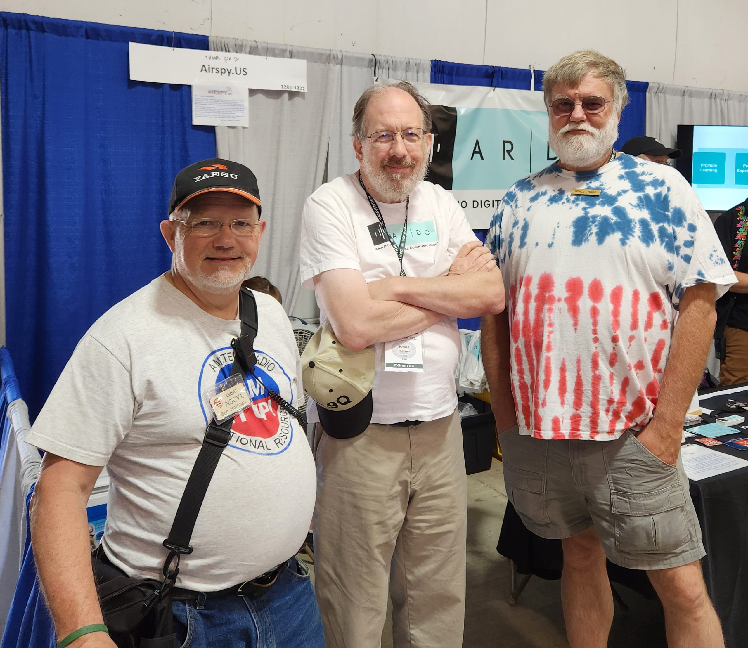 L to R: Bob Hoffman N3CVL, Phil Karn KA9Q, and Bdale Garbee KB0G, three of the pioneers whose TCP/IP over RF experiments helped pave the way for the modern day Internet.