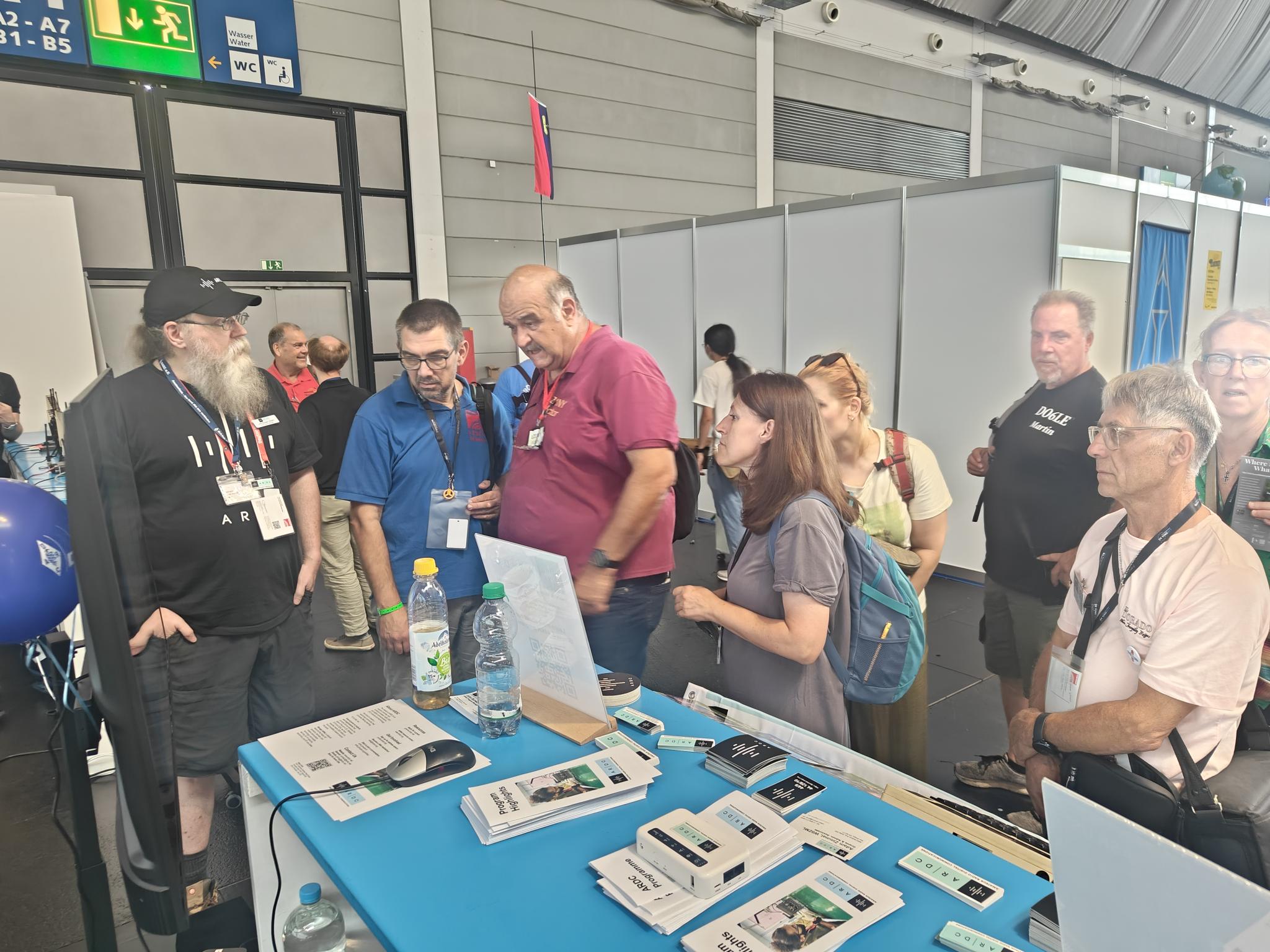 44Net Program Manager John Burwell KI5QKX speaking to visitors at the ARDC Booth, HAM RADIO 2026