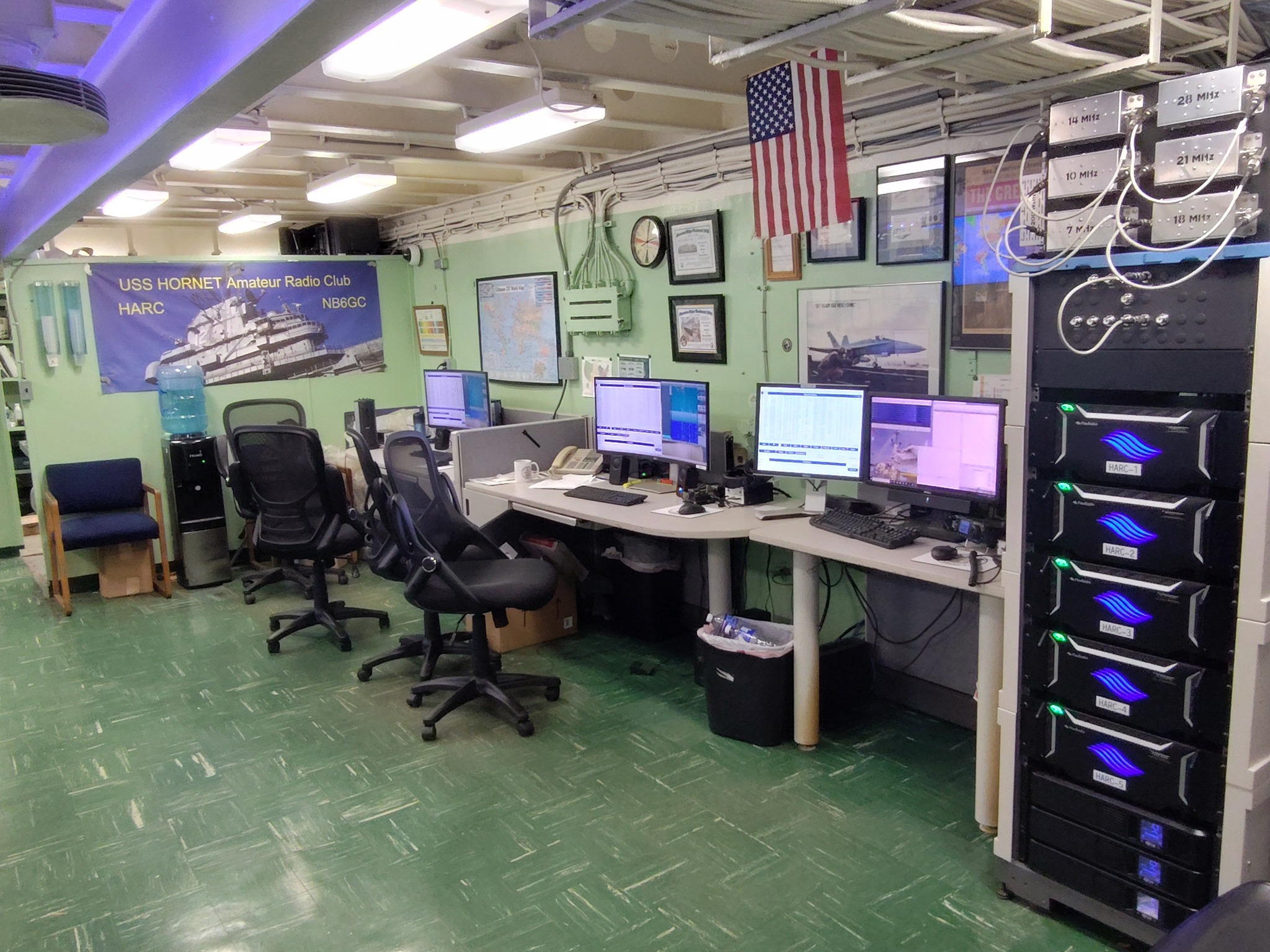 FlexRadios inside the USS Hornet hamshack NB6GC