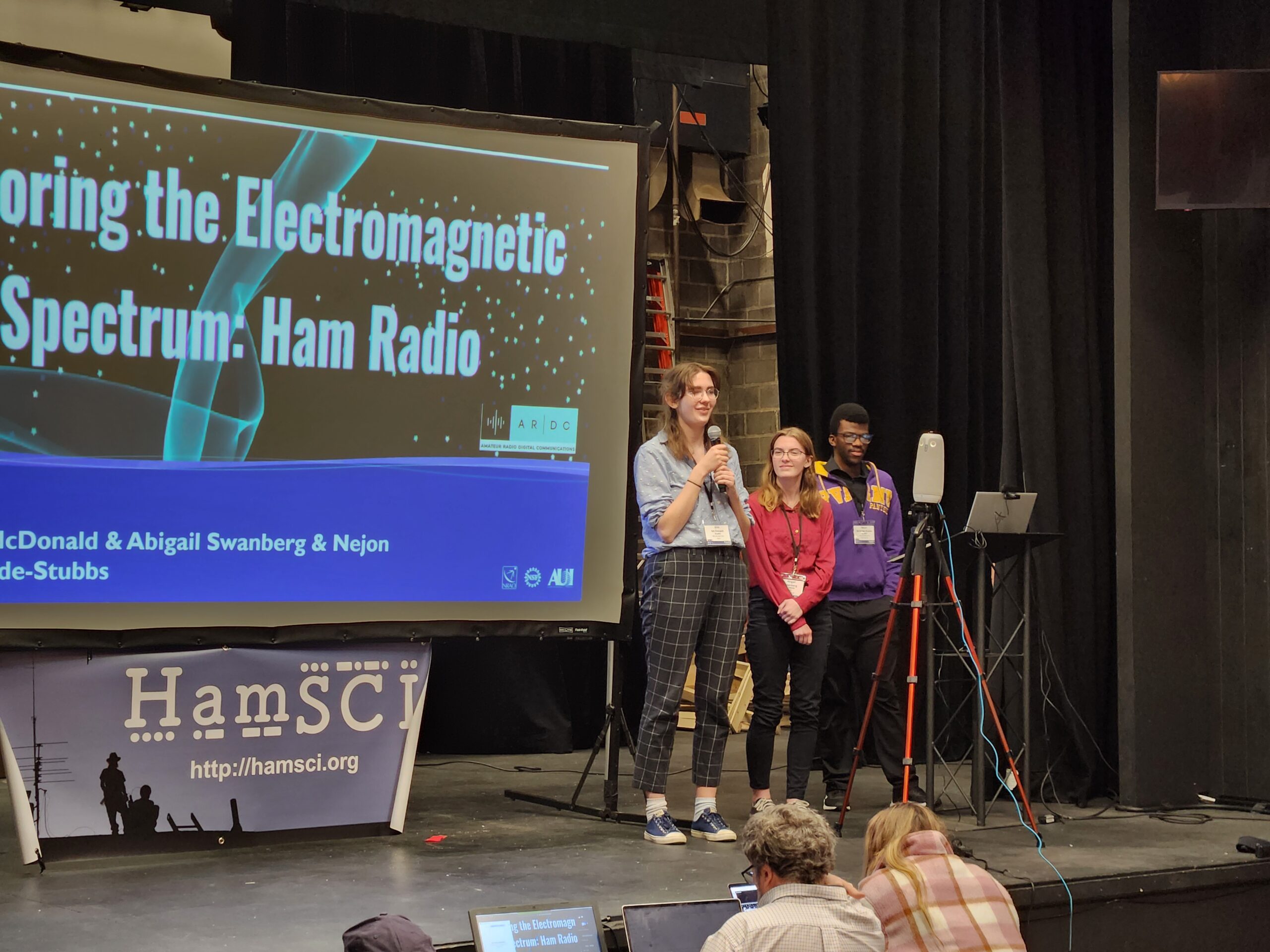 Grantees from National Radio Astronomy Observatory (NRAO) giving a talk at the 2024 HamSCI Workshop