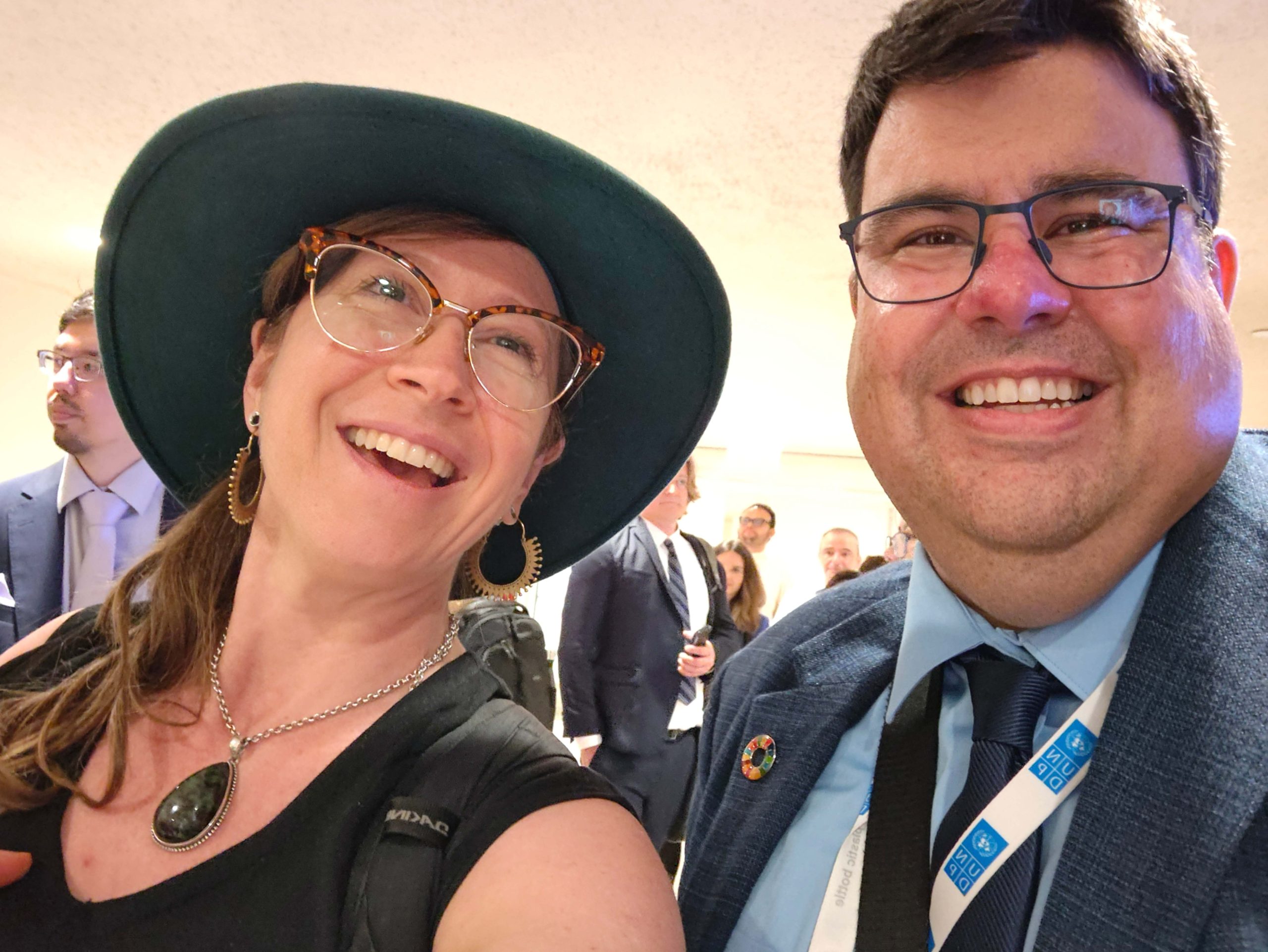 Rosy Schechter KJ7RYV and Michael Downey N2UN at UN Open Source Week 2025
